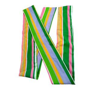 Vintage Multicolor Stripe Scarf Lightweight Neck Wrap Hair Retro Vibrant Spring